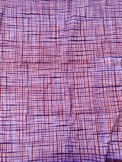 Tissu africain calicot blanc, rouge et violet Vichy
