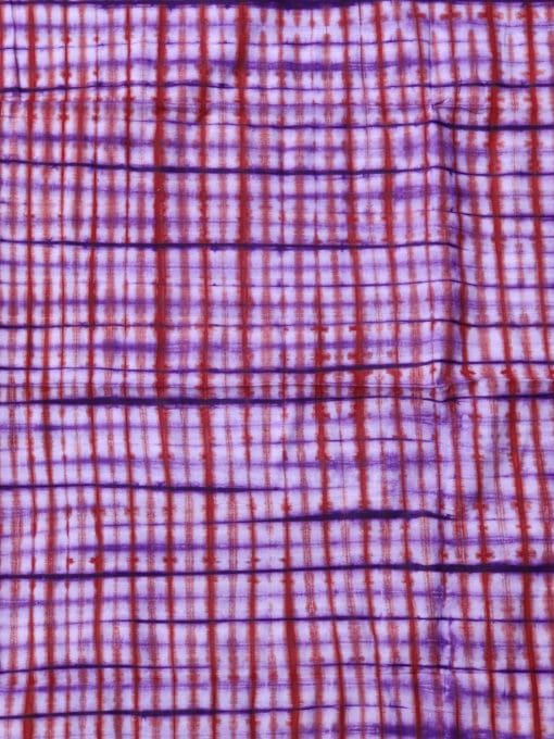 Tissu africain calicot blanc, rouge et violet Vichy