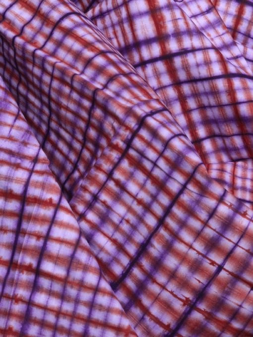 Tissu africain calicot blanc, rouge et violet Vichy