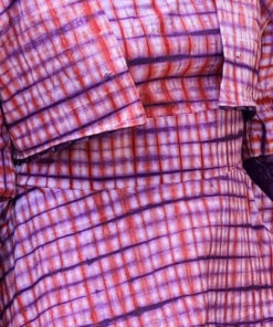 Tissu africain calicot blanc, rouge et violet Vichy