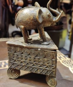 Boite à bijoux africaine Ashanti en bronze du Ghana