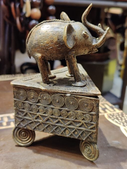 Boite à bijoux africaine Ashanti en bronze du Ghana