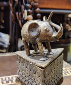 Boite à bijoux africaine Ashanti en bronze du Ghana