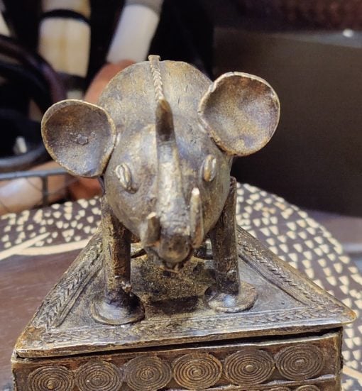 Boite à bijoux africaine Ashanti en bronze du Ghana