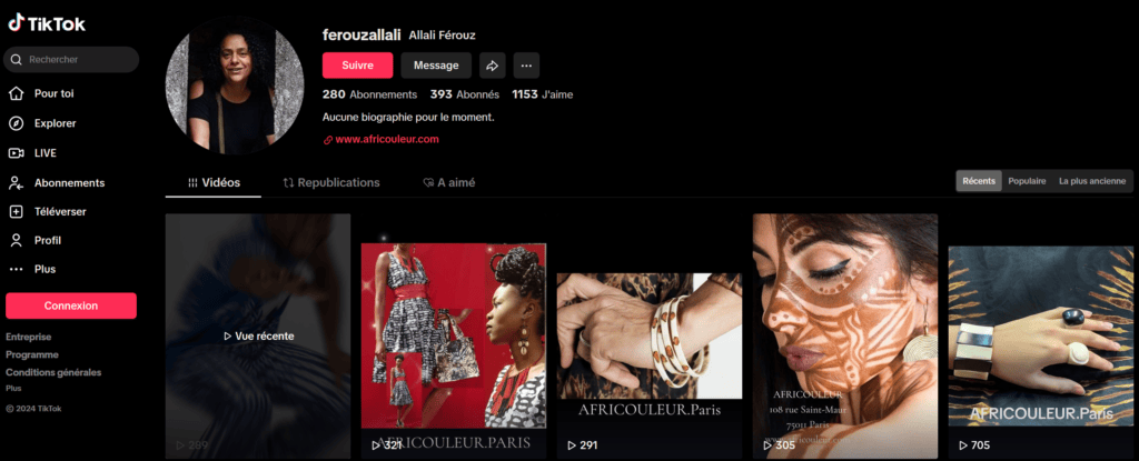 Africouleur sur Tik-Tok